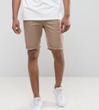 Asos Tall Skinny Chino Shorts In Stone