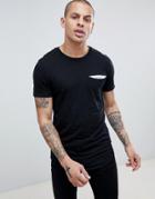 Religion Muscle Fit T-shirt With Taped Pocket In Black - Black