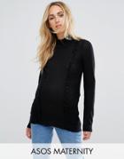 Asos Maternity Sweater With Ruffle Detail - Black