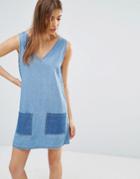 Liquor And Poker Mia Patchwork Denim Dress - Blue