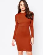 Ax Paris Long Sleeve Dress With Overlay - Red