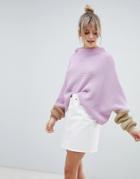 Prettylittlething Oversized Color Block Sweater In Lilac - Multi