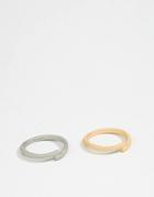 Icon Brand 2 Pack Mixed Metal Geometric Ring