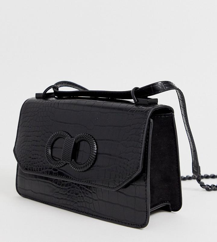 Aldo Adiari Croc Effect Crossbody Bag With Chain Strap In Black