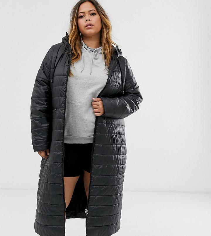 Junarose Longline Padded Jacket-black