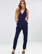 Adelyn Rae Cut Out Side Jumpsuit In Navy - Navy