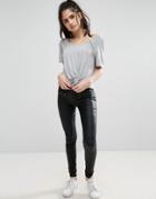 Only Natalie Coated Biker Pants - Black