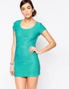 Pussycat London Dress In Ripple Fabric - Mint