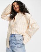 Monki Oversized Shirt With Wide Sleeves In Orange Stripe