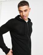 French Connection Soft Touch Full Zip Hoodie In Black