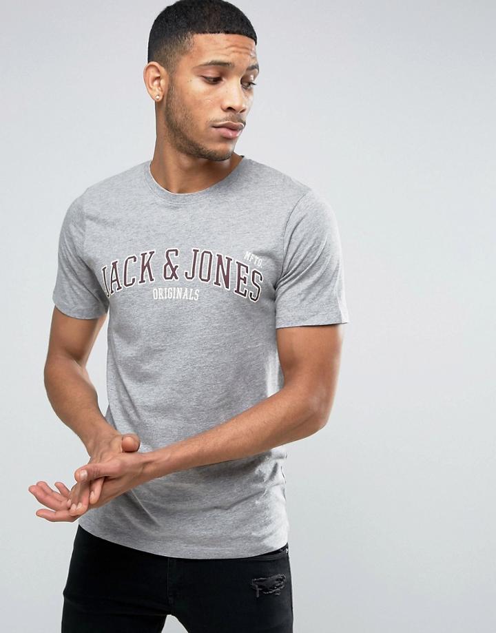 Jack & Jones Classic Logo Print T-shirt - Gray