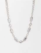 Reclaimed Vintage Inspired Unisex Chain Necklace With Faux Crystal In Silver