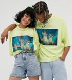 Disney The Lion King X Asos Design Unisex Oversized T-shirt With Hyena Print-green