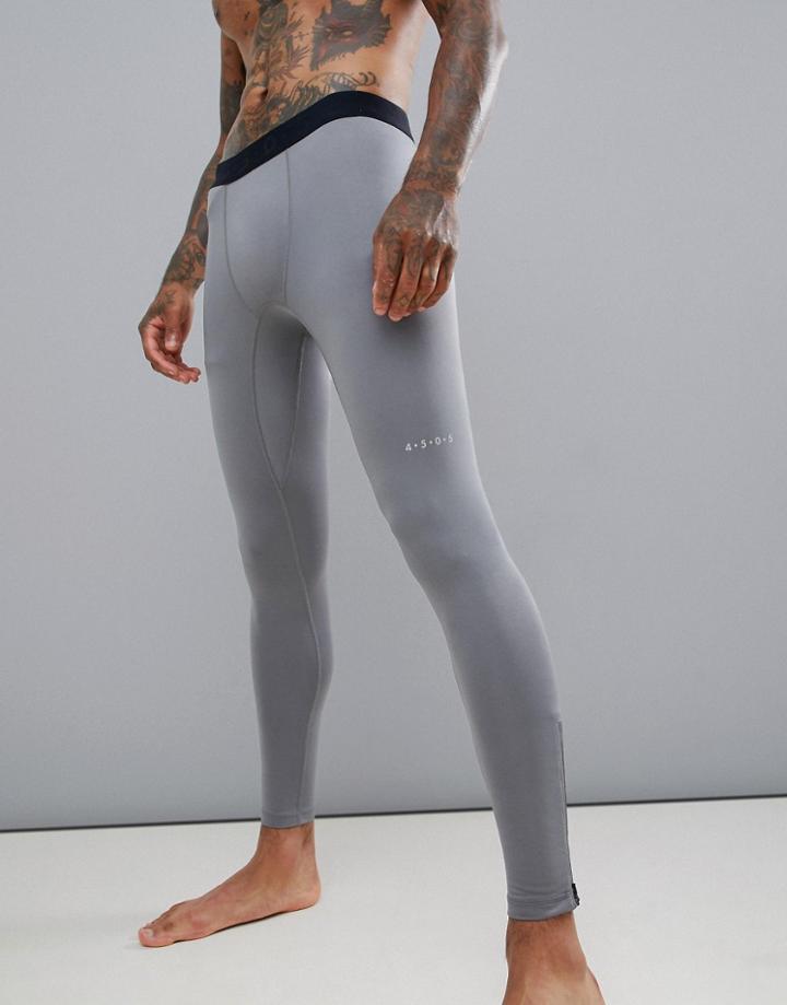 Asos 4505 Running Tights With Ankle Zips And Quick Dry In Gray - Gray