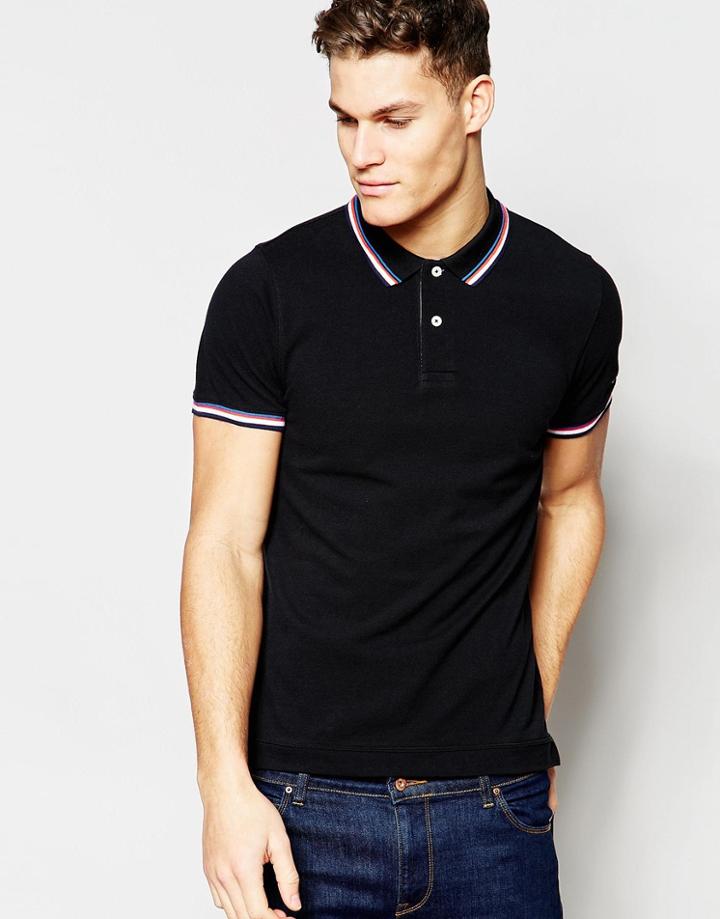 Tommy Hilfiger Polo With Tipping Black - Black