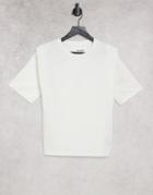 Selected Padded Shoulder Jersey T-shirt In White
