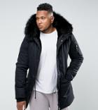 Sixth June Parka Jacket In Black With Faux Fur Hood Exclusive To Asos - Black