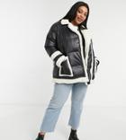 Threadbare Curve Jiggy Oversized Quilted Jacket-black