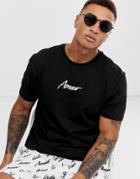 Asos Design Two-piece Relaxed Fit T-shirt With Text Print - Black
