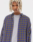 Collusion Oversized Check Shirt In Blue - Multi