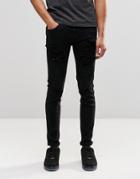 Dr Denim Snap Skinny Jeans Black Ripped Knee And Thigh - Black Ripped