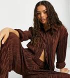 Stradivarius Petite Pleated Shirt In Chocolate Brown - Part Of A Set