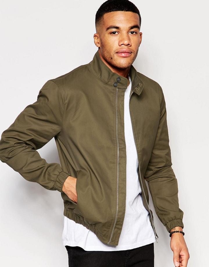 New Look Harrington Jacket In Khaki - Green