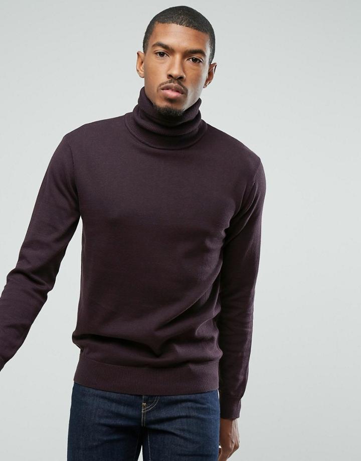 Brave Soul Roll Neck Sweater - Purple