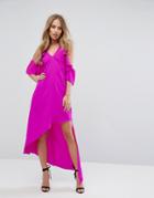 Adelyn Rae Oliana Asymmetric Cold Shoulder Dress - Pink