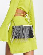 River Island Cross Body Bag With Diamante Fringing In Black