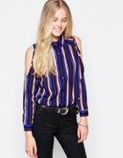 Influence Stripe Cold Shoulder Blouse - Stripe Print