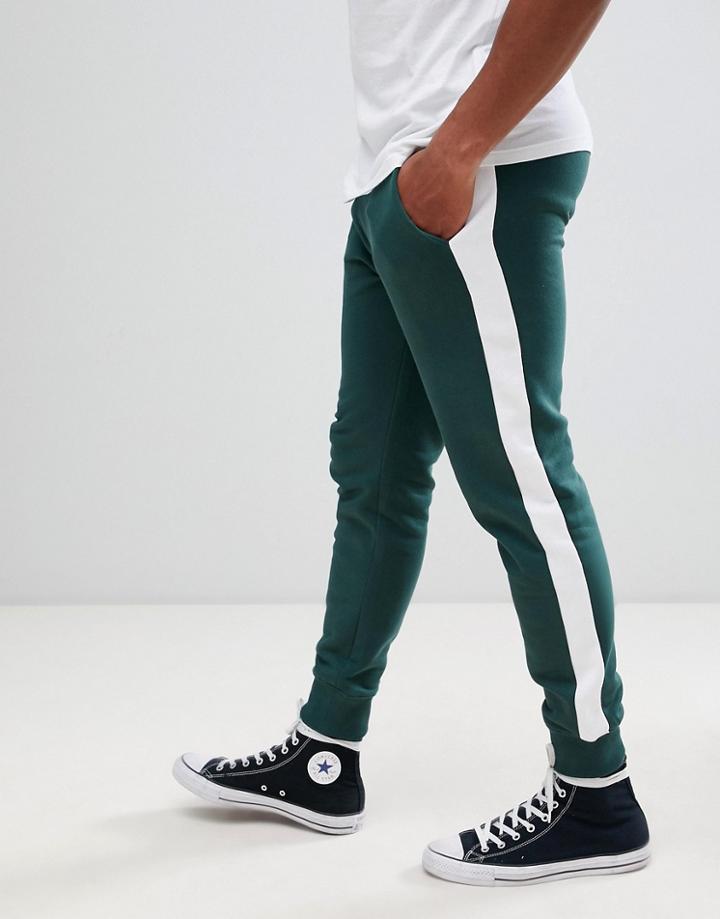 New Look Joggers With Side Stripe In Green - Green