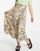Asos Design Midi Skirt With Pockets In Bright Floral Print-multi