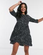 New Look Smock Mini Dress In Black Pattern