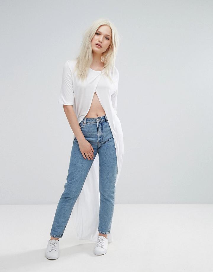Adpt Wrap Long Slit Tee - White