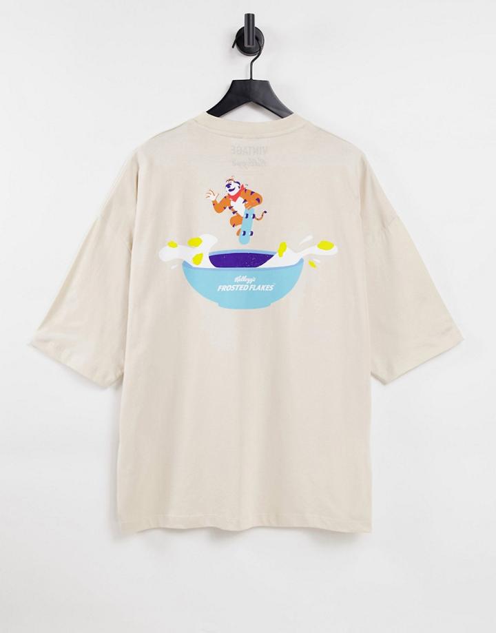 Asos Design Oversized T-shirt With Kellogg's Frosties Print In Ecru-neutral