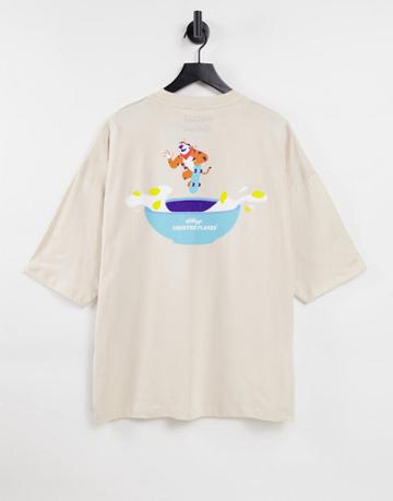 Asos Design Oversized T-shirt With Kellogg's Frosties Print In Ecru-neutral