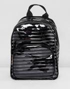 Yoki Fashion Black Striped Plastic Backpack - Black