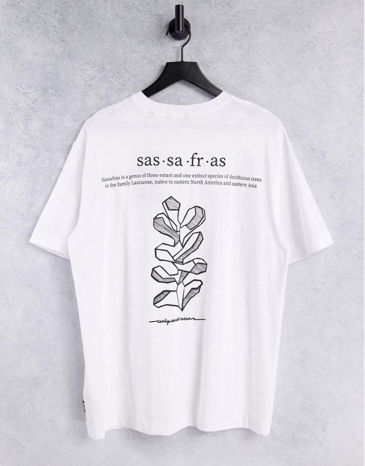 Only & Sons Organic Cotton Oversized Slub T-shirt With Back Print In White