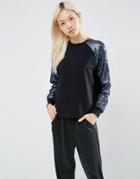 Asos Sequin Sleeve Sweatshirt - Multi