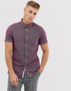 River Island Textured Shirt In Burgundy
