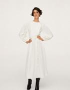 Mango Maxi Dress With Balloon Sleeves And Bow Detail In Cream-neutral