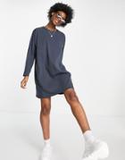 Asos Design Oversized Long Sleeve T-shirt Dress In Charcoal-grey