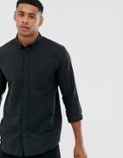 Asos Design Regular Fit Nepp Shirt With Button Down Collar In Black