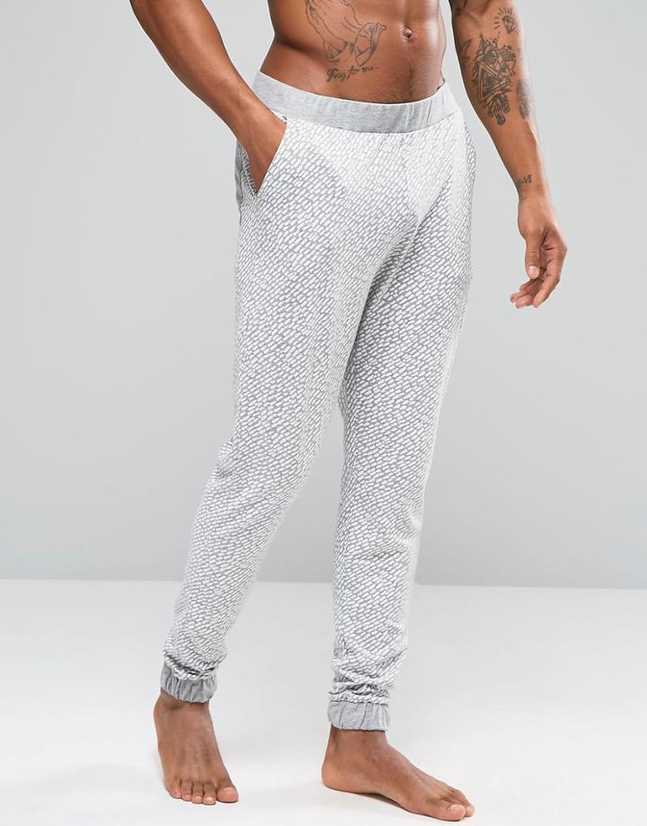 Asos Loungewear Skinny Joggers In Lightweight Fabric With Brush Print - Gray