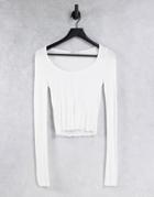 Stradivarius Scoop Neck Fitted Top In White