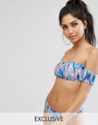 Missguided Bardot Blur Print Bikini Top - Multi