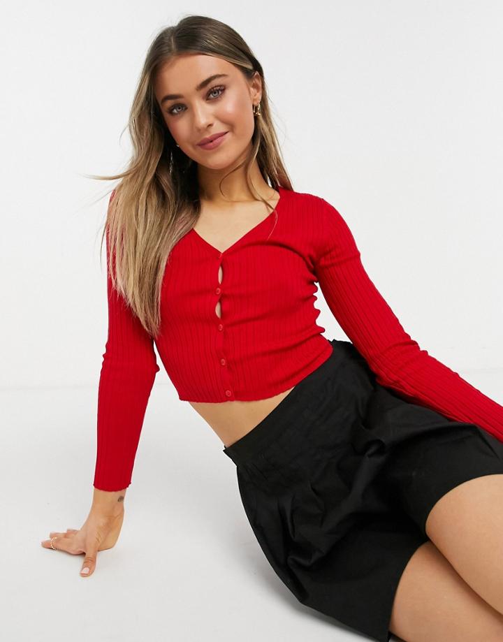 Monki Silja Knitted Cardigan In Red