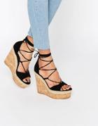 Asos Tammi Lace Up Wedge Sandals - Black