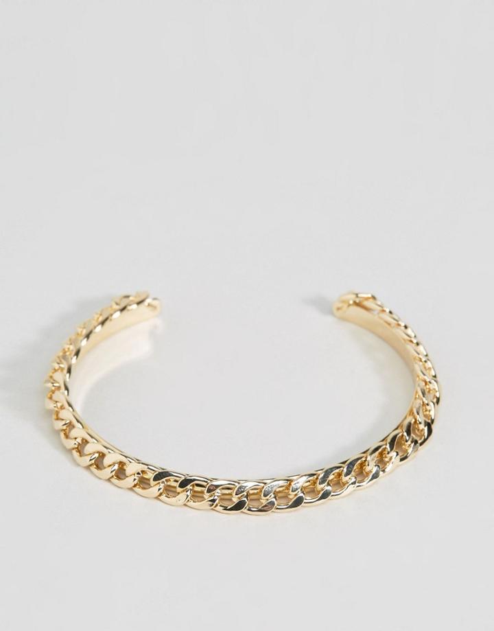 Limited Edition Double Curb Chain And Cuff Bracelet - Gold